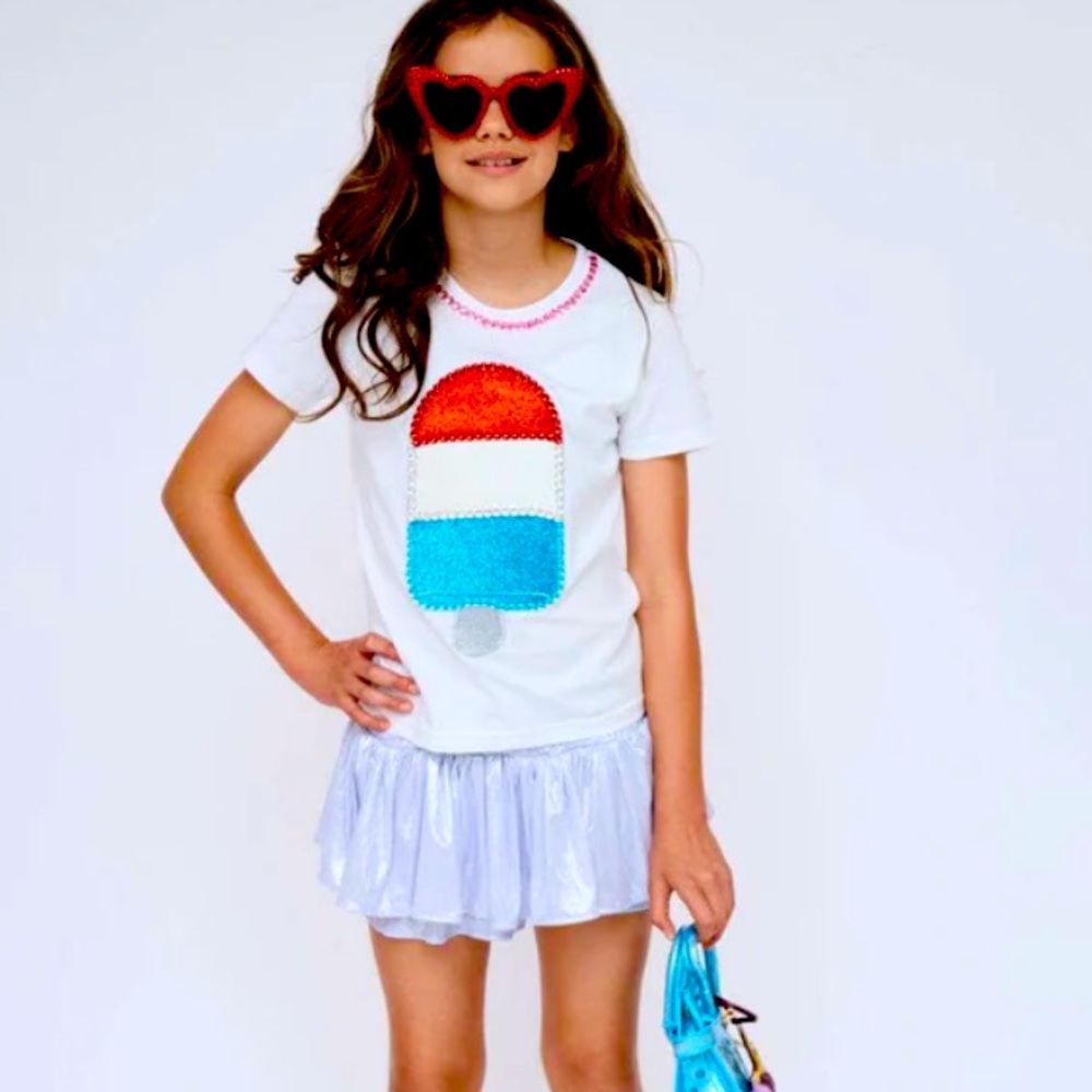 Lola + The Boys Sequin Ice Pop Tee - Red, Blue, White